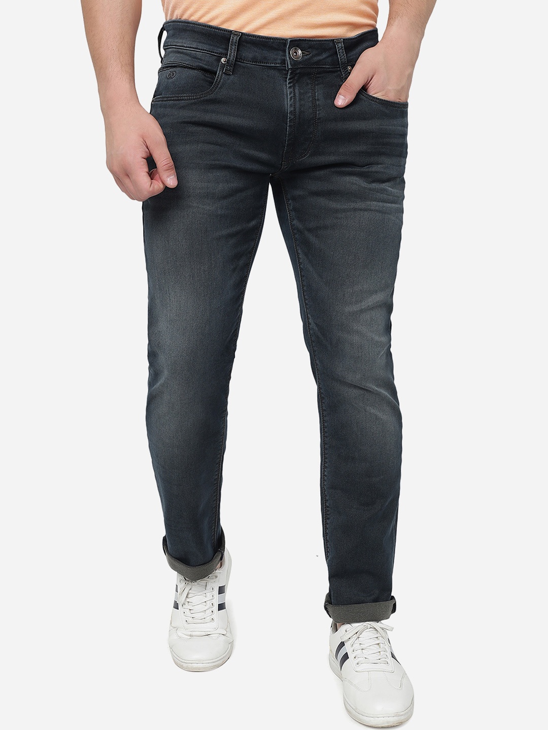 

JADE BLUE Men Mid-Rise Slim Fit Heavy Fade Cotton Jeans