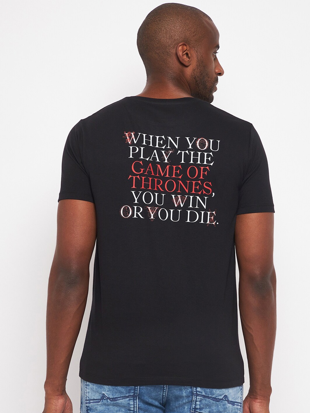 Wear Your Mind Game Of Thrones Typography Printed Pure Cotton T-shirt, Black