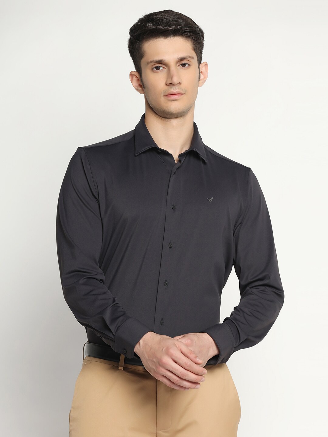 

Blackberrys TechPro Men Black Solid Formal Shirts