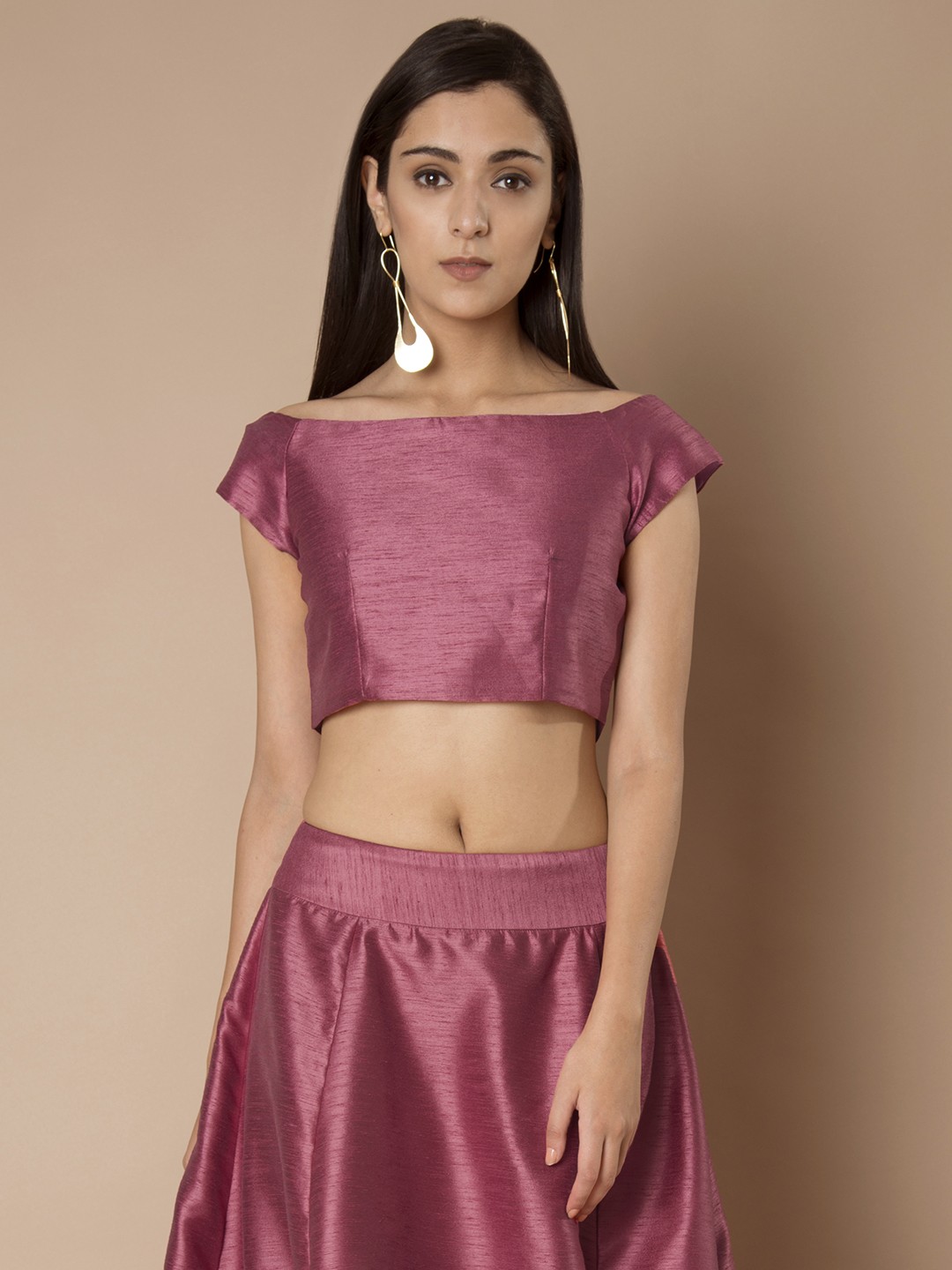 

INDYA Women Pink Solid Crop Top