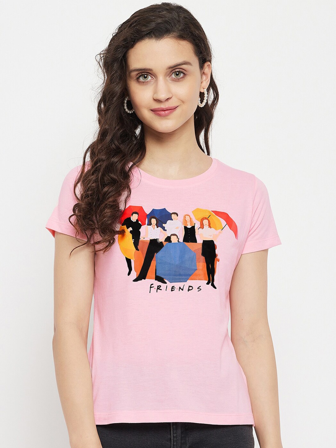 

Wear Your Mind Friends Printed Pure Cotton T-shirt, Pink