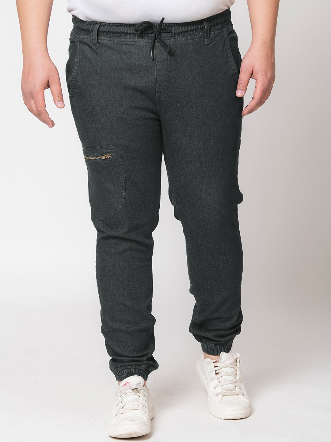 

IVOC Plus Men Plus Size Mid-Rise Stretchable Denim Jogger, Charcoal