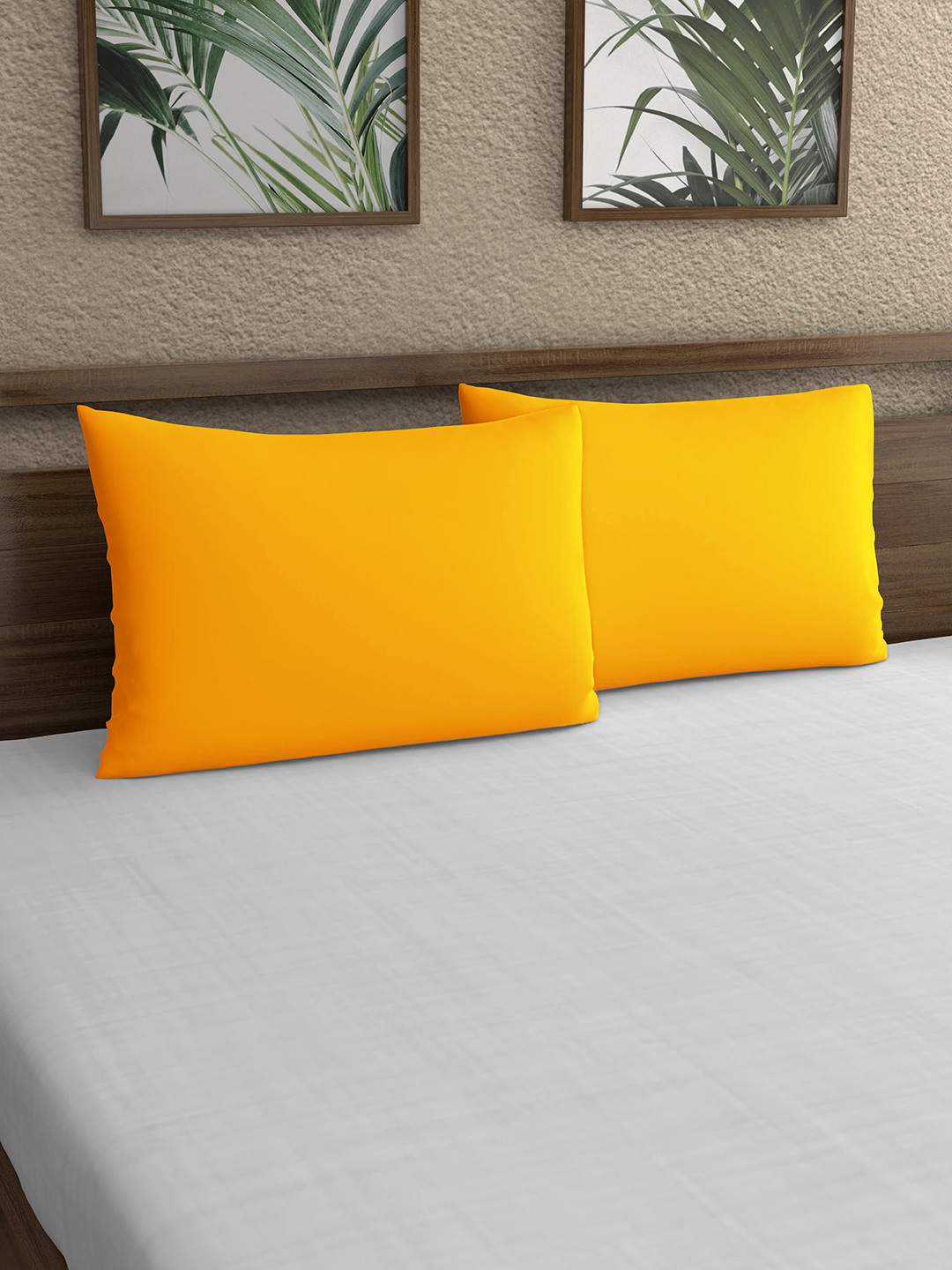 

Dreamscape Golden 2-Pieces 140 TC Pure Cotton Pillow Covers, Gold