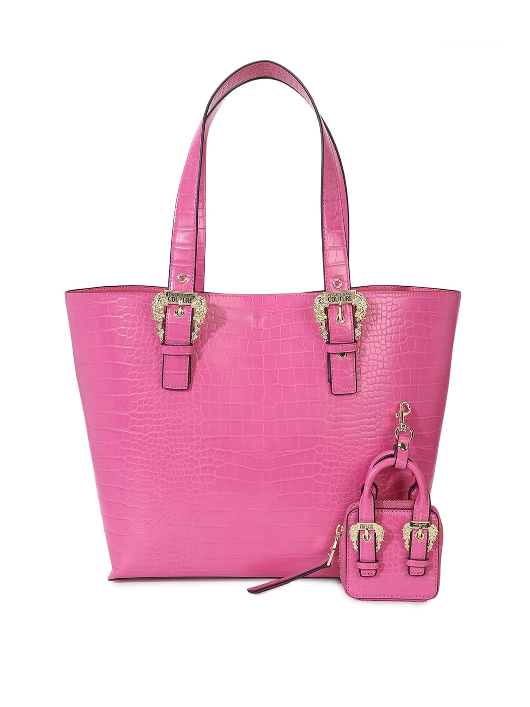 

Versace Jeans Couture Textured Structured Shoulder Bag, Pink