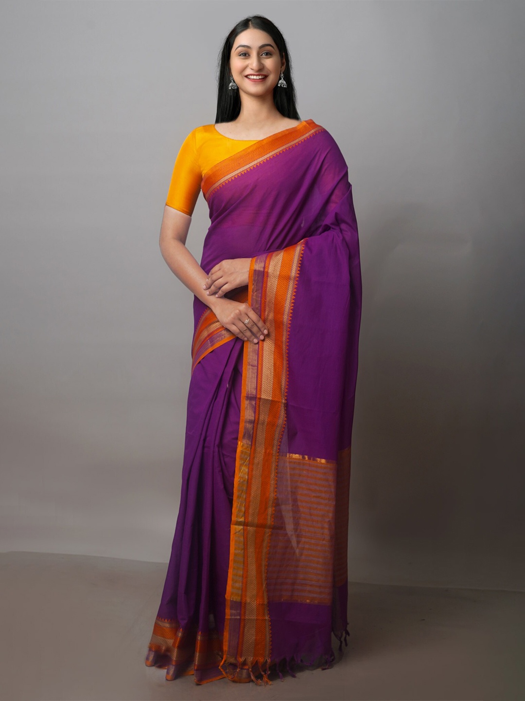 

Unnati Silks Woven Design Zari Pure Cotton Bhagalpuri Saree, Violet