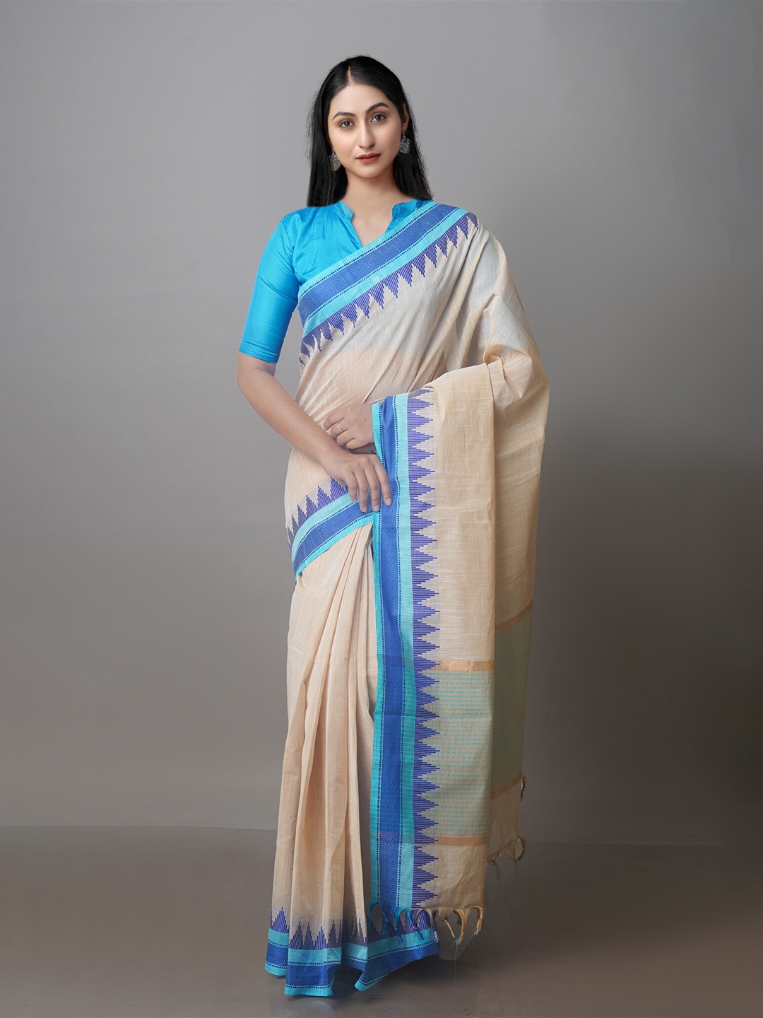 

Unnati Silks Woven Design Pure Cotton Bhagalpuri Saree, Cream