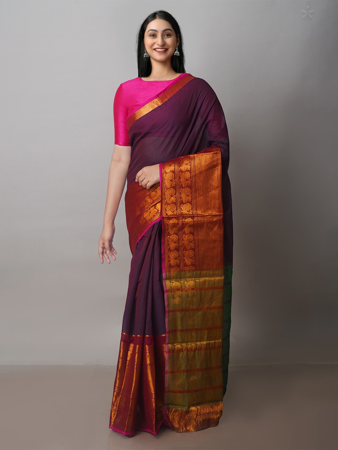 

Unnati Silks Woven Design Zari Kanjeevaram Saree, Purple