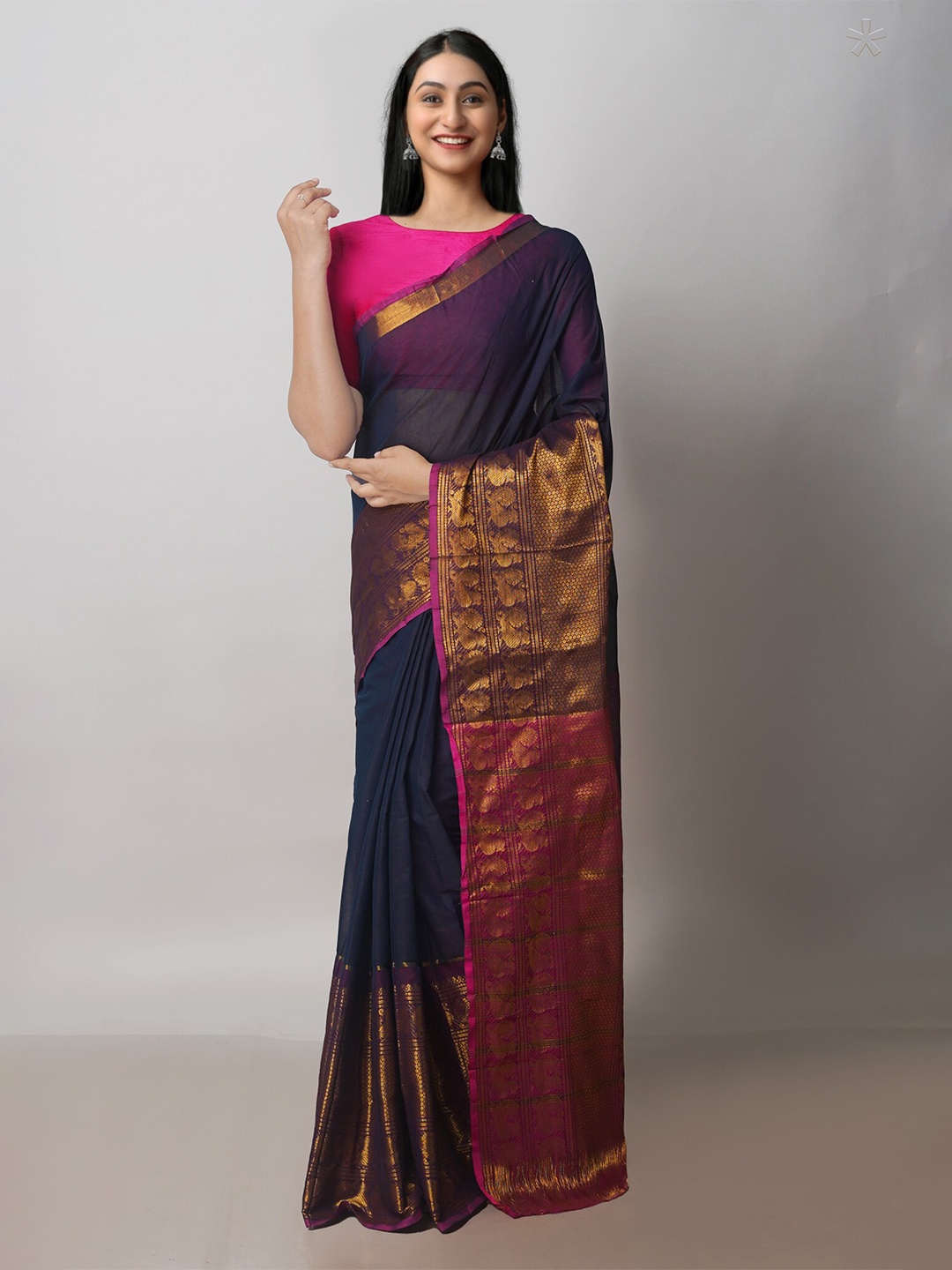 

Unnati Silks Woven Design Zari Kanjeevaram Saree, Black