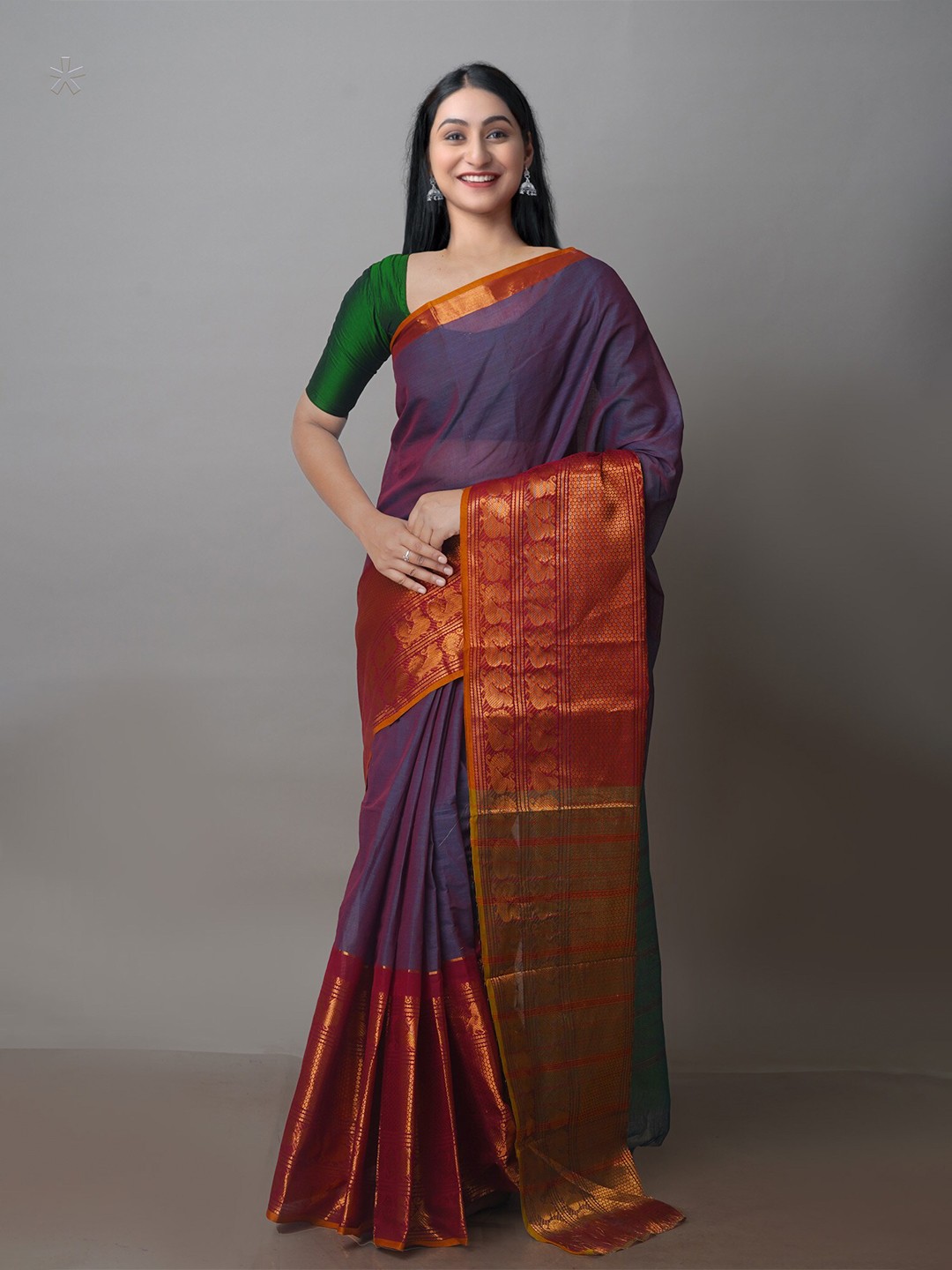 

Unnati Silks Zari Kanjeevaram Saree, Blue
