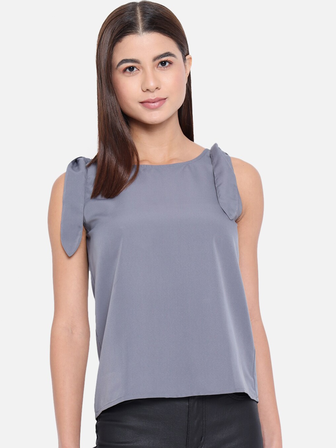 

ALL WAYS YOU Sleeveless Tie-Up Detail Regular Top, Grey