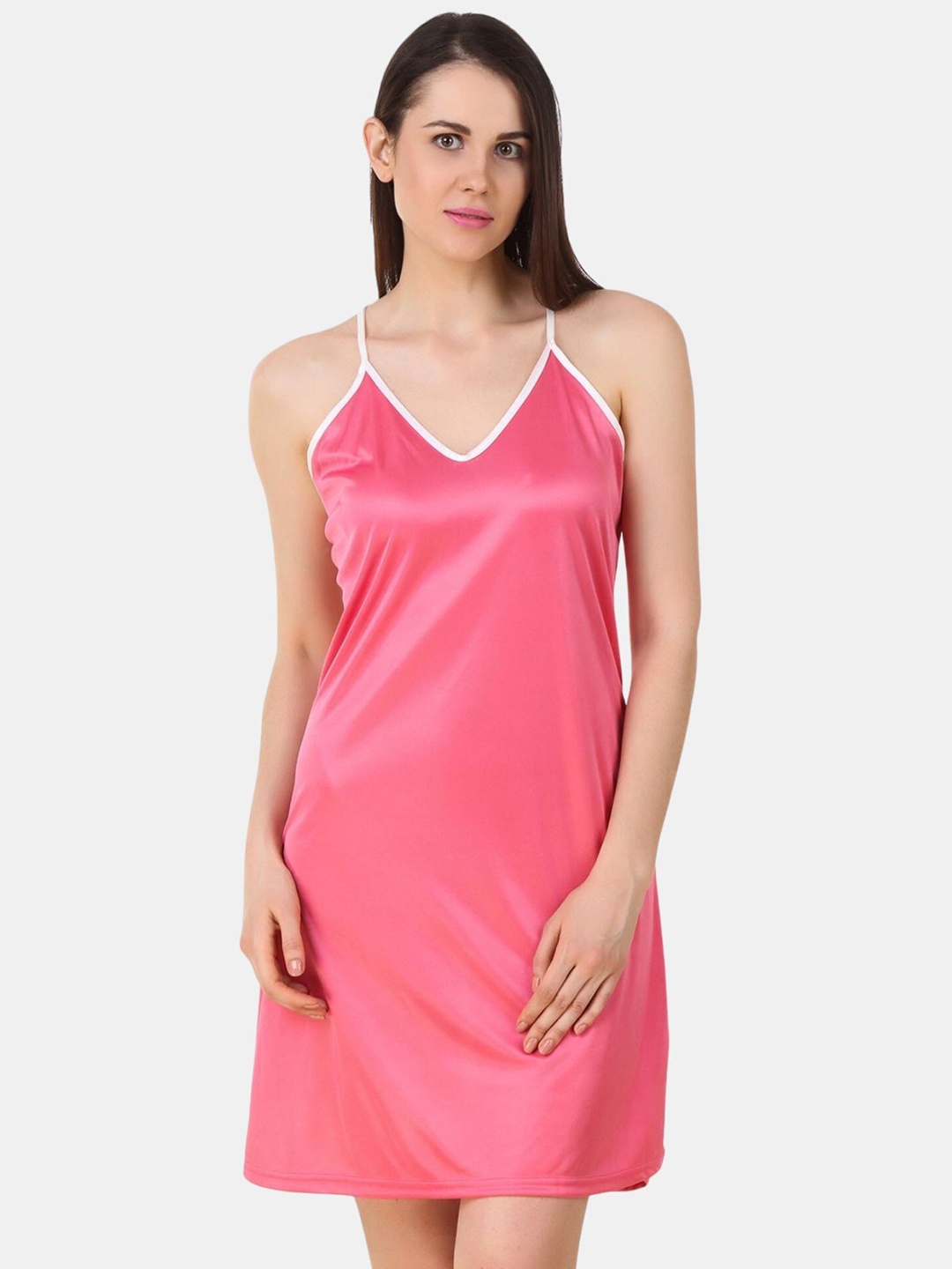 

Fasense Satin Halter Neck Baby Doll, Coral