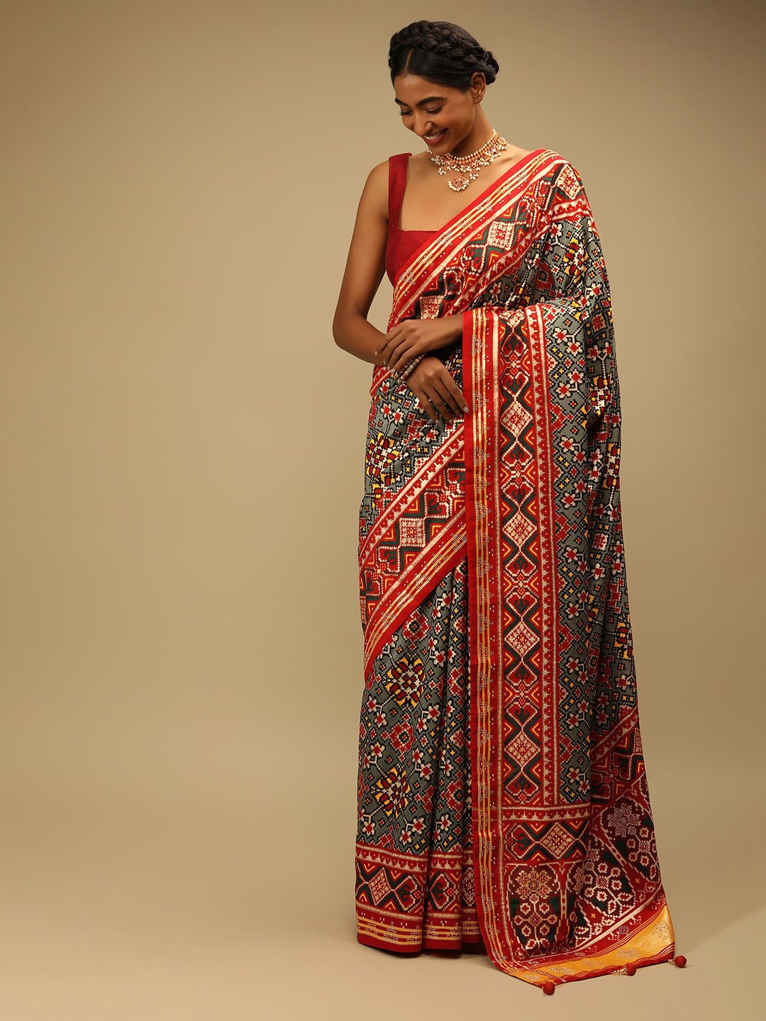

KALKI Fashion Ethnic Motifs Printed Zari Pure Silk Saree, Grey