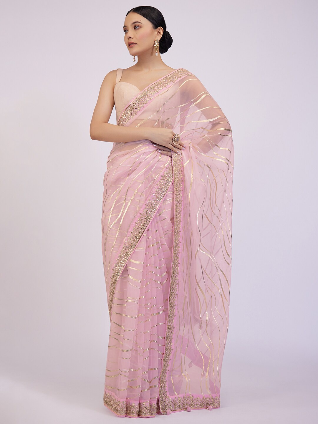 

KALKI Fashion Embellished Organza Saree, Pink