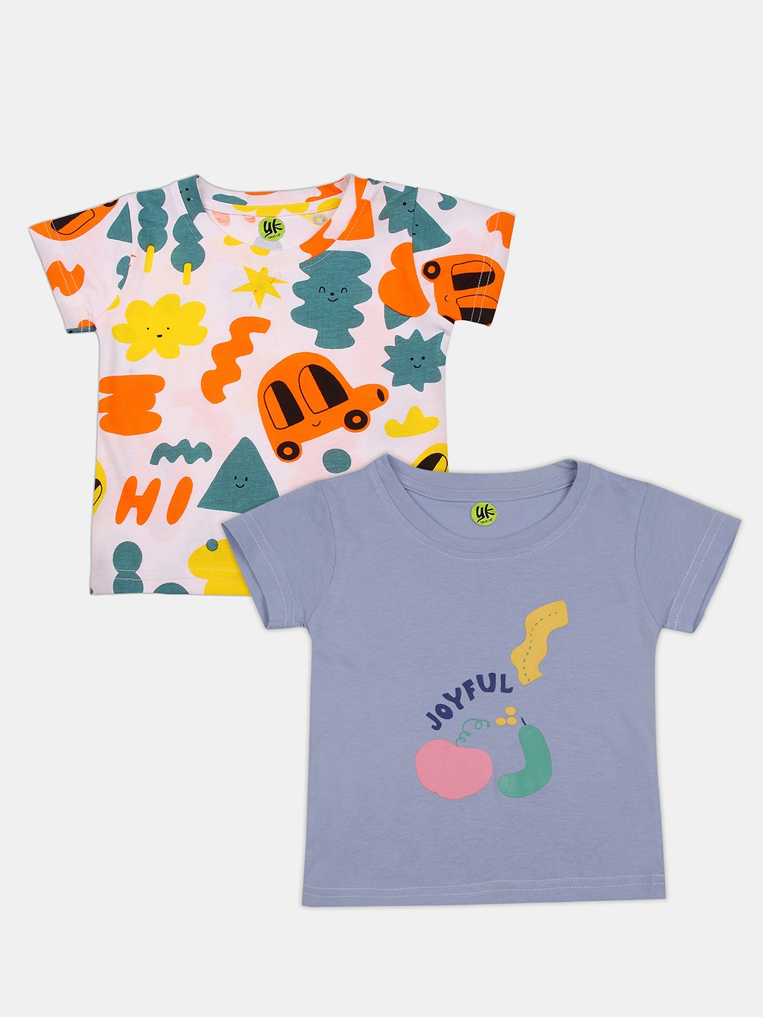 

YK Boys Pack Of 2 Graphic Printed Cotton T-Shirt, White