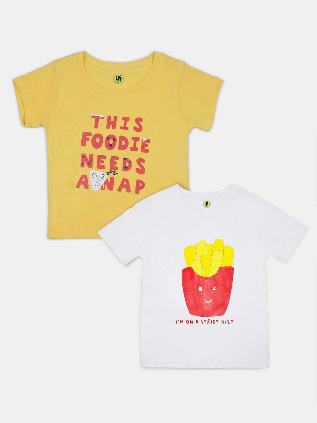 

YK Infant Boys Pack Of 2 Printed Pure Cotton T-shirts, Yellow