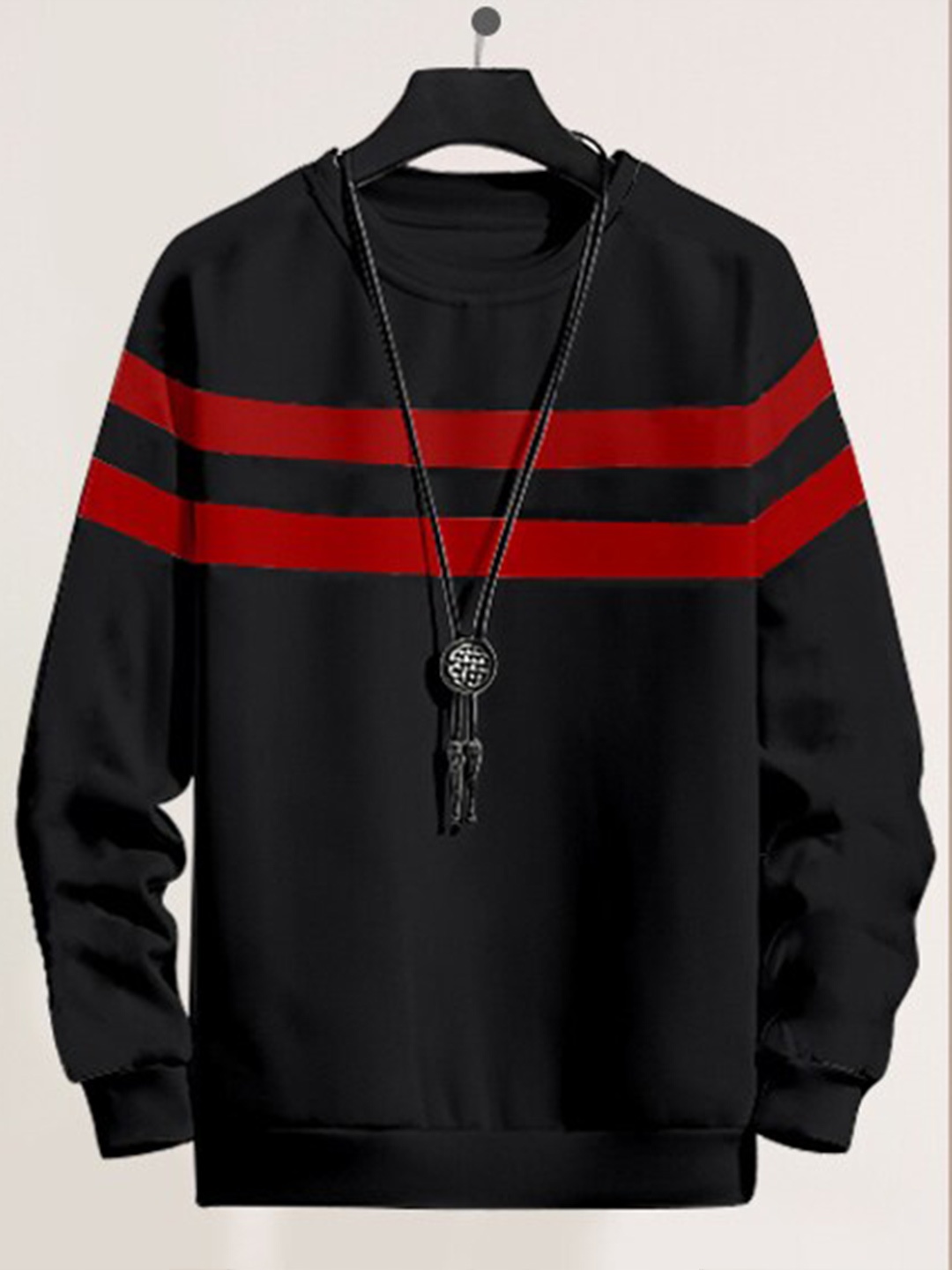 

AUSK Striped Long Sleeves Cotton T-shirt, Black