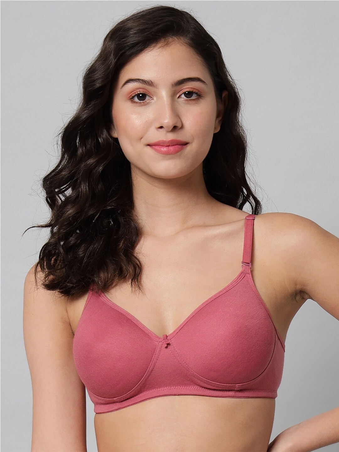 

SASHU Full Coverage Lightly Padded Side Shaper Seamless Cotton Push Up Bra, Mauve