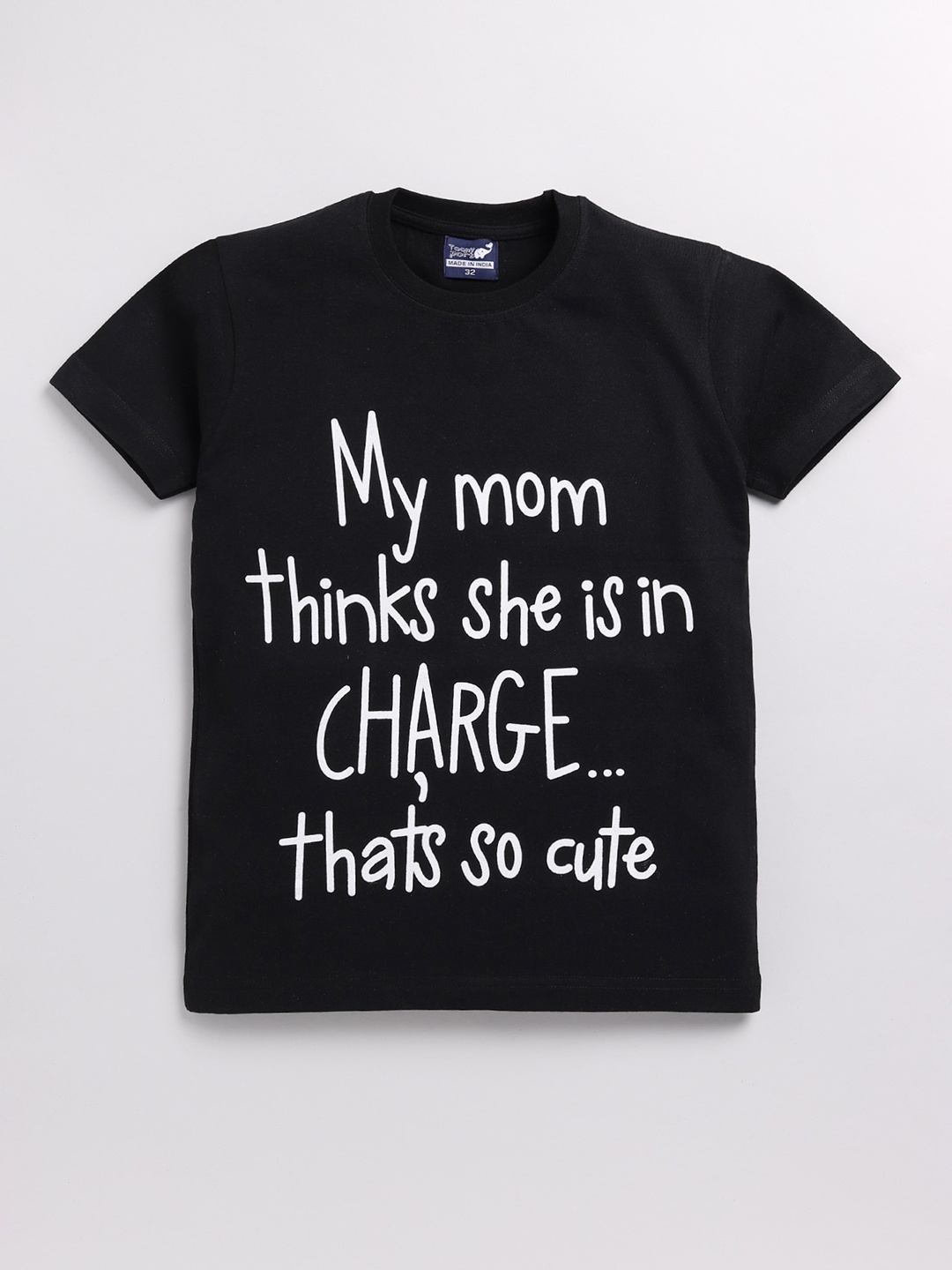 

Toonyport Boys Typography Printed Monochrome Cotton T-shirt, Black