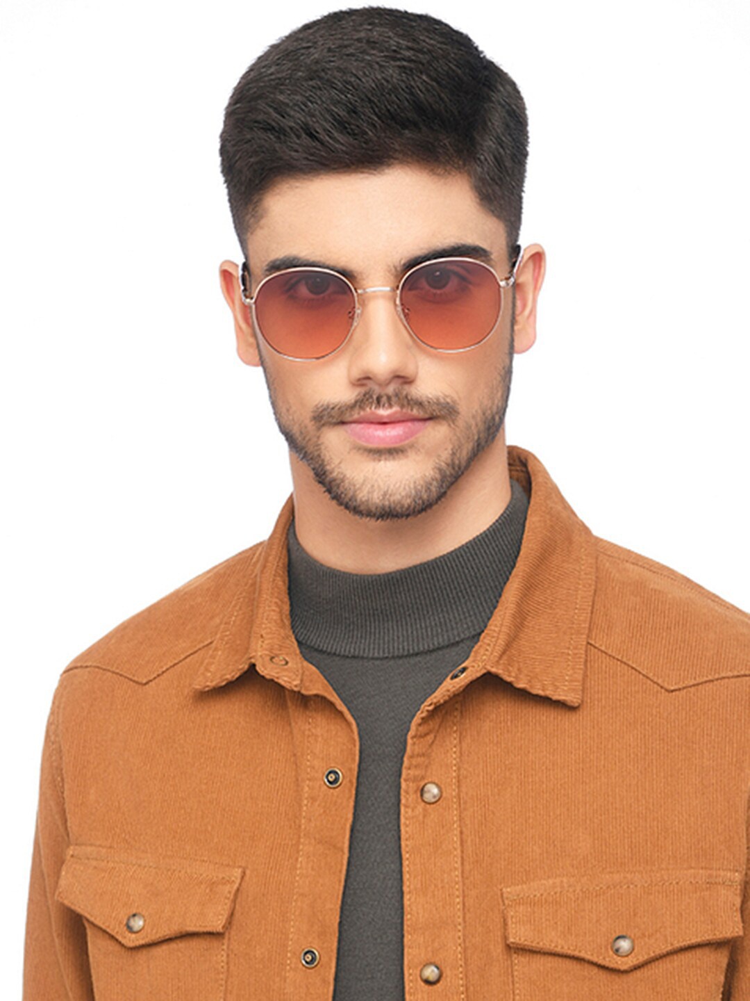 

John Jacobs Men Round Sunglasses with UV Protected Lens 148437, Brown