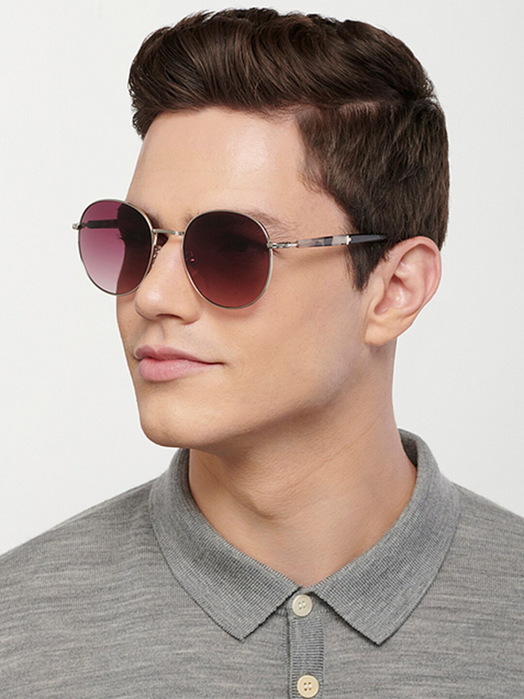 

John Jacobs Full Rim Round Sunglasses with Polarised and UV Protected Lens 148440, Pink