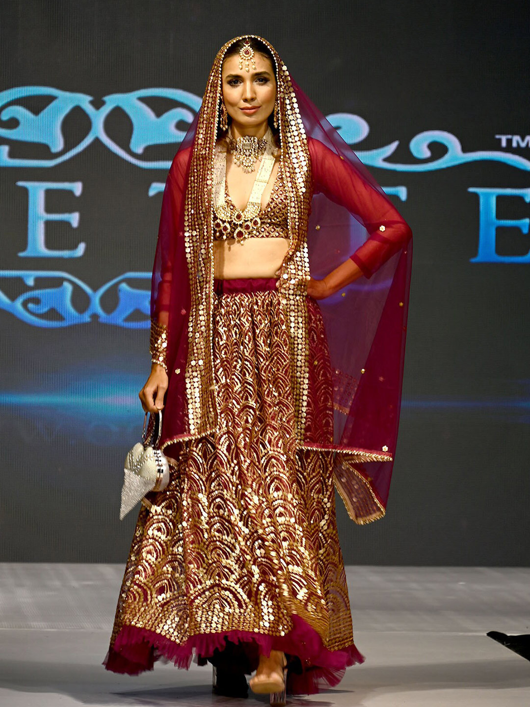 

ODETTE Purple & Maroon Embroidered Sequinned Semi-Stitched Lehenga & Unstitched Blouse With Dupatta