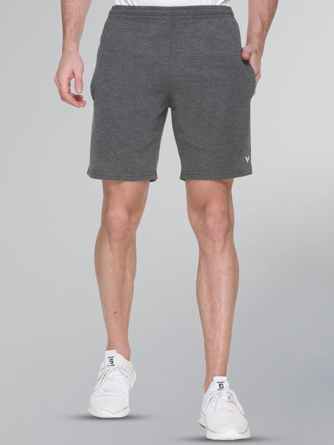 

GODFREY Men Regular Fit Rapid Dry Cotton Sports Shorts, Grey melange
