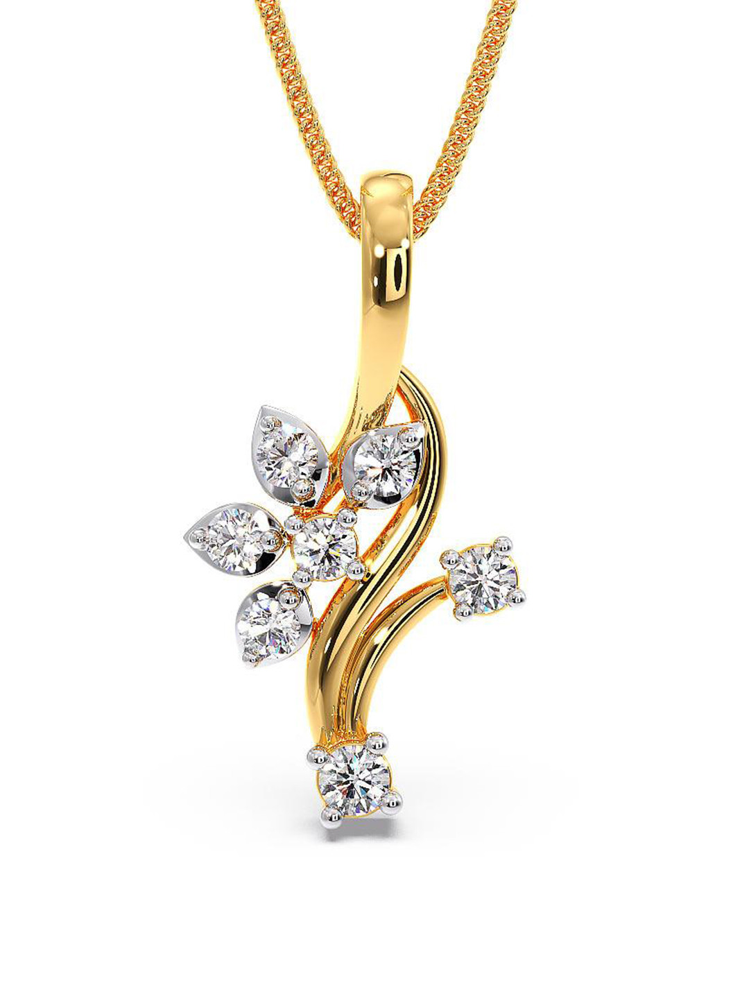 

CANDERE A KALYAN JEWELLERS COMPANY Cubic Zirconia Studded 18KT Gold Pendant-0.53gm