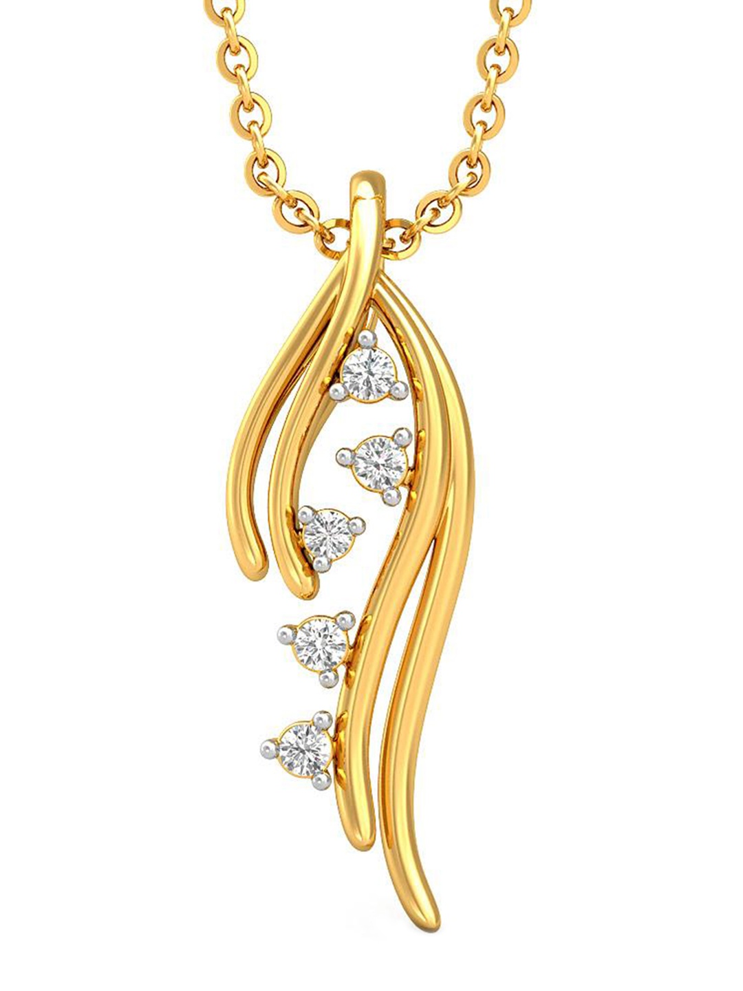 

CANDERE A KALYAN JEWELLERS COMPANY Cubic Zirconia Studded 14KT Gold Pendant-0.47gm