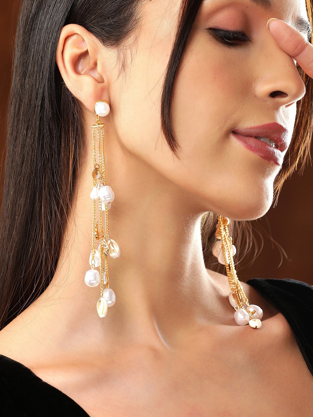 

Rubans Voguish 18K Gold-Plated Drop Earrings