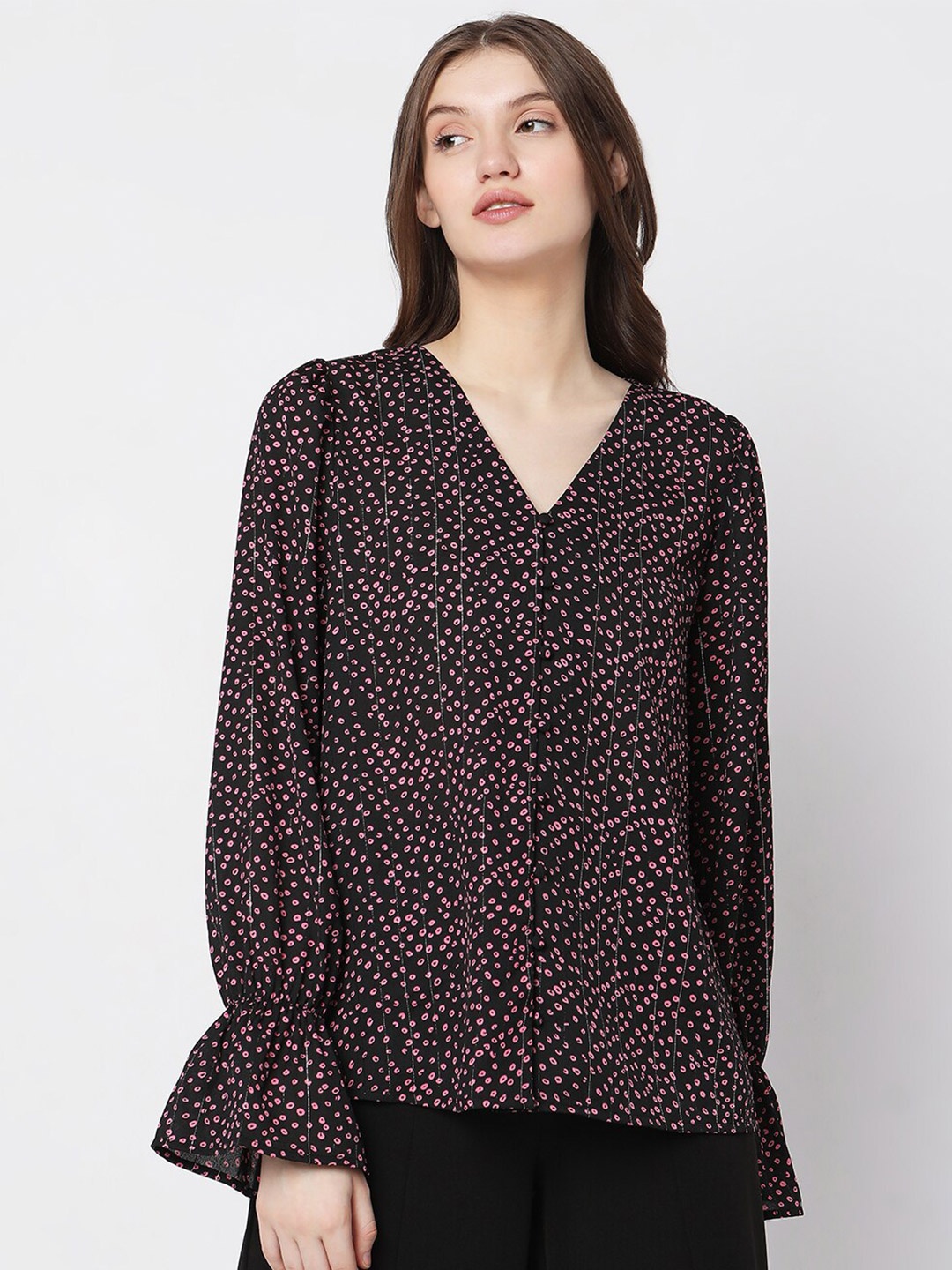 

Vero Moda Animal Print Shirt Style Top, Black