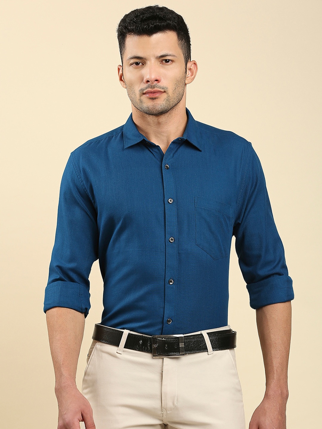 

JAPS Classic Spread Collar Pure Cotton Formal Shirt, Navy blue