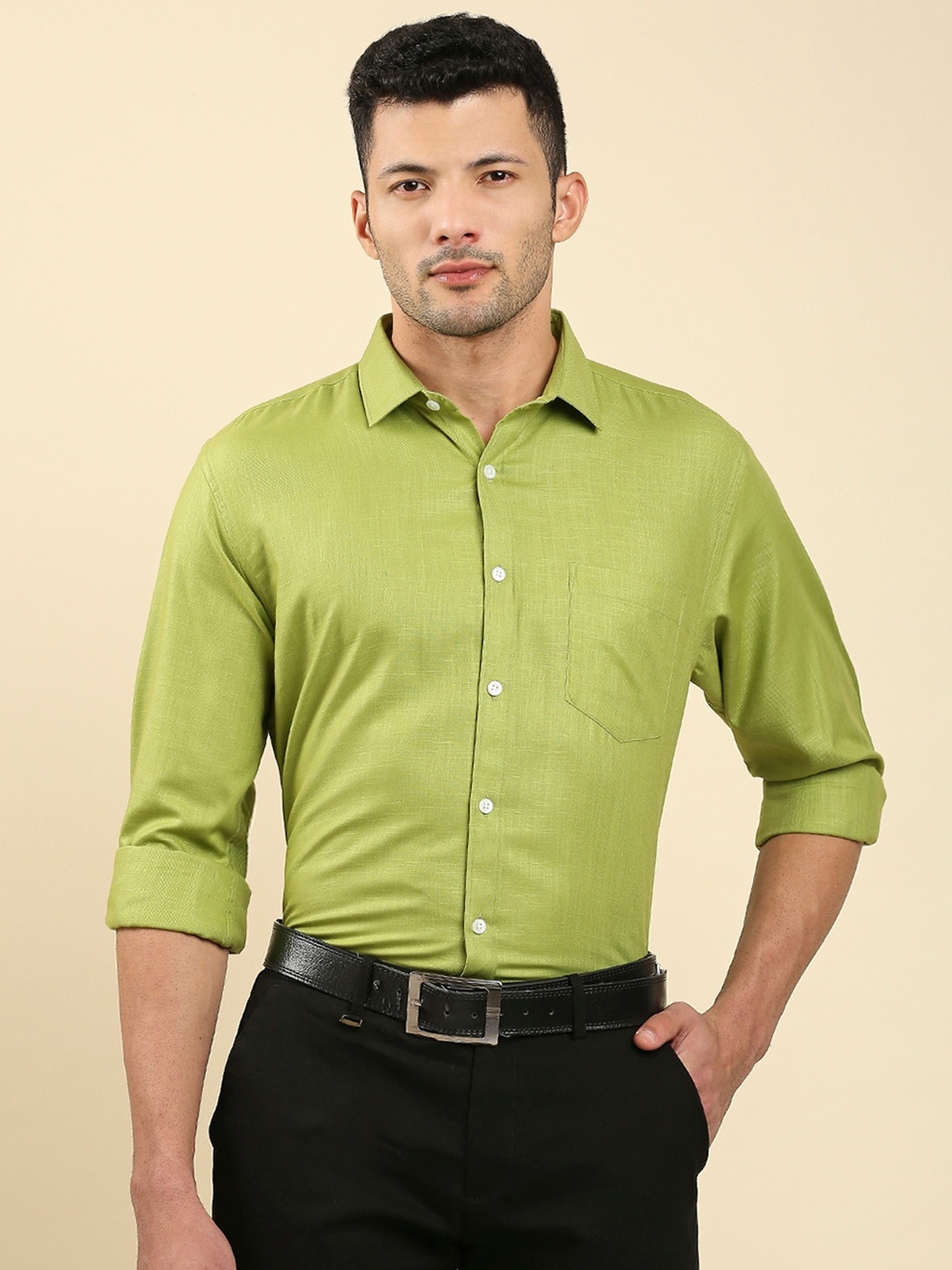 

JAPS Classic Spread Collar Pure Cotton Formal Shirt, Olive
