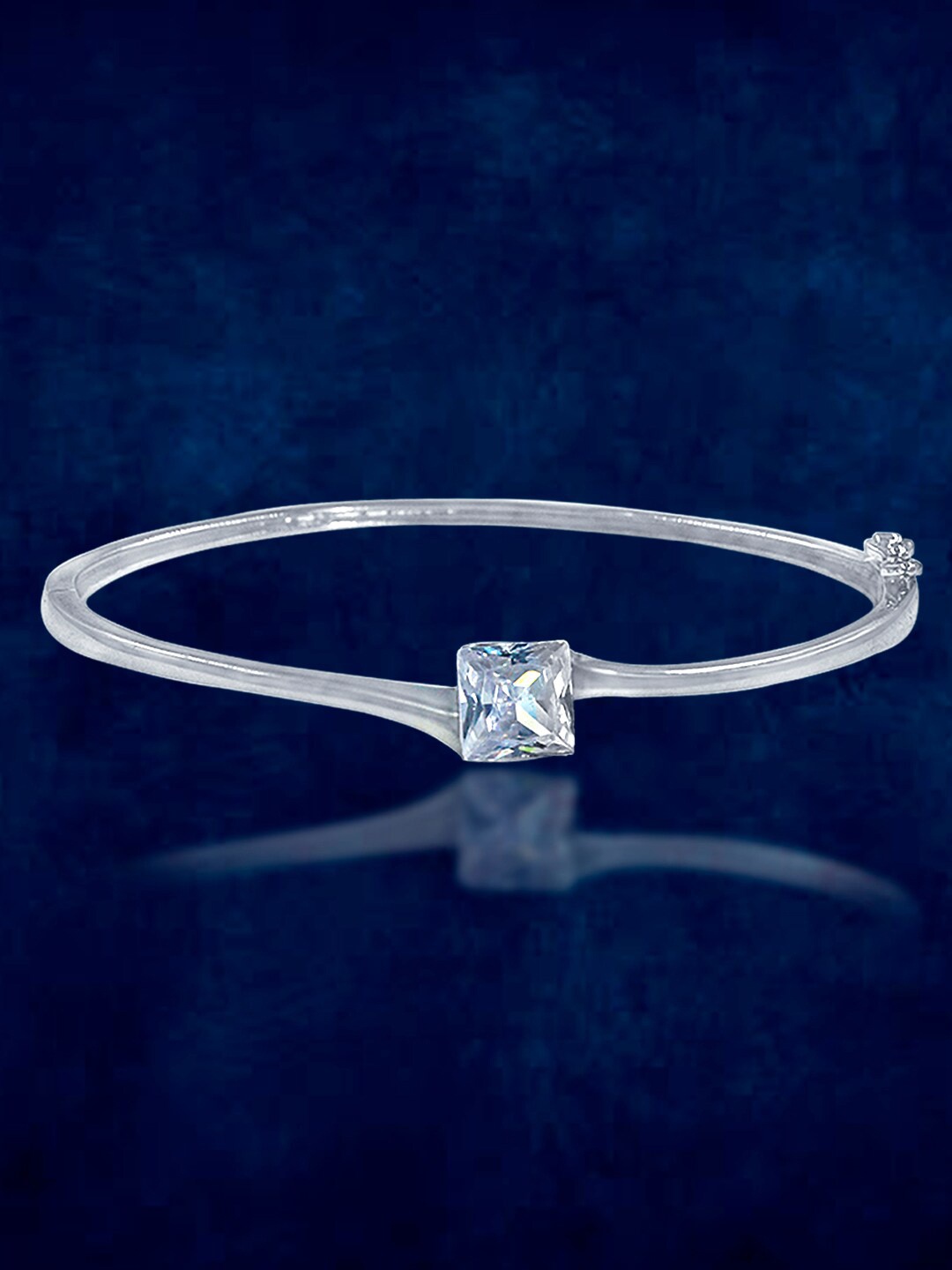 

Taraash Silver-Plated 925 Sterling Silver Cubic Zirconia Studded Bangle
