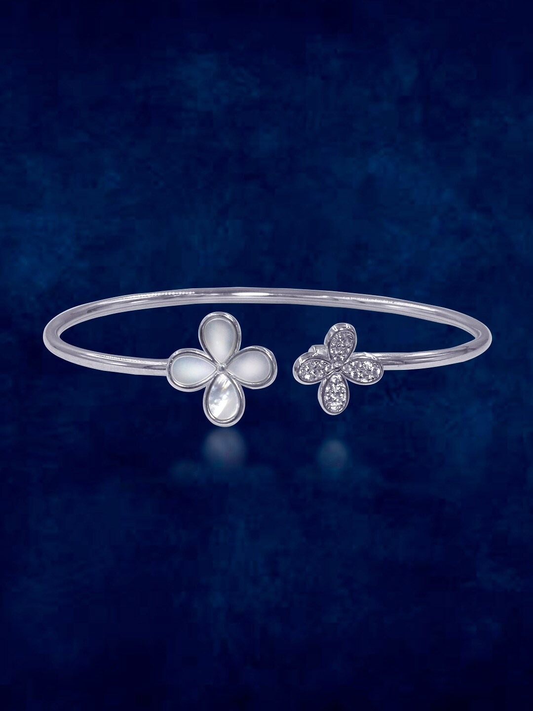 

Taraash 925 Sterling Silver-Plated AD-Studded Bangle