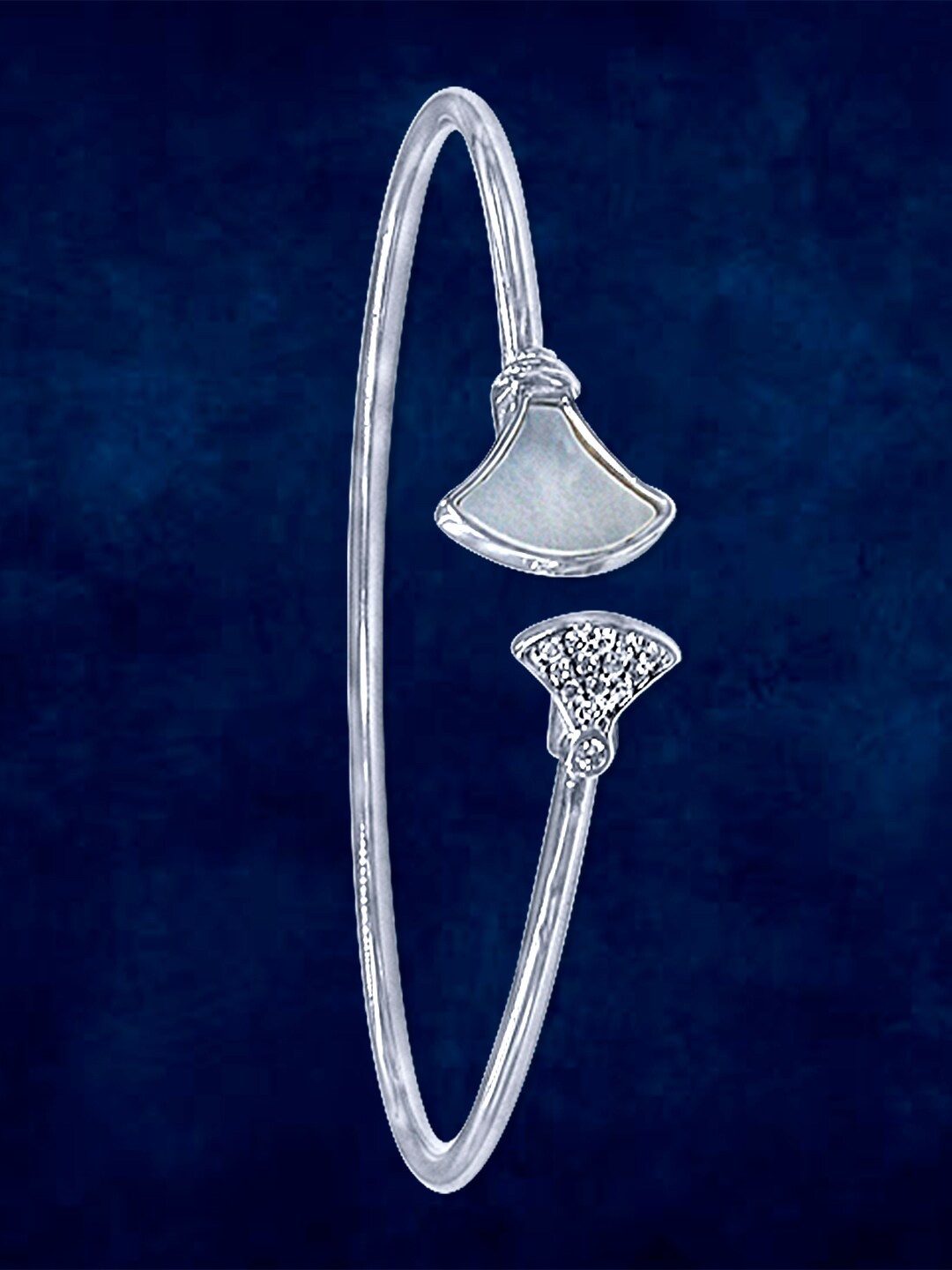 

Taraash Silver-Plated 925 Sterling Silver American Diamond-Studded Bangle
