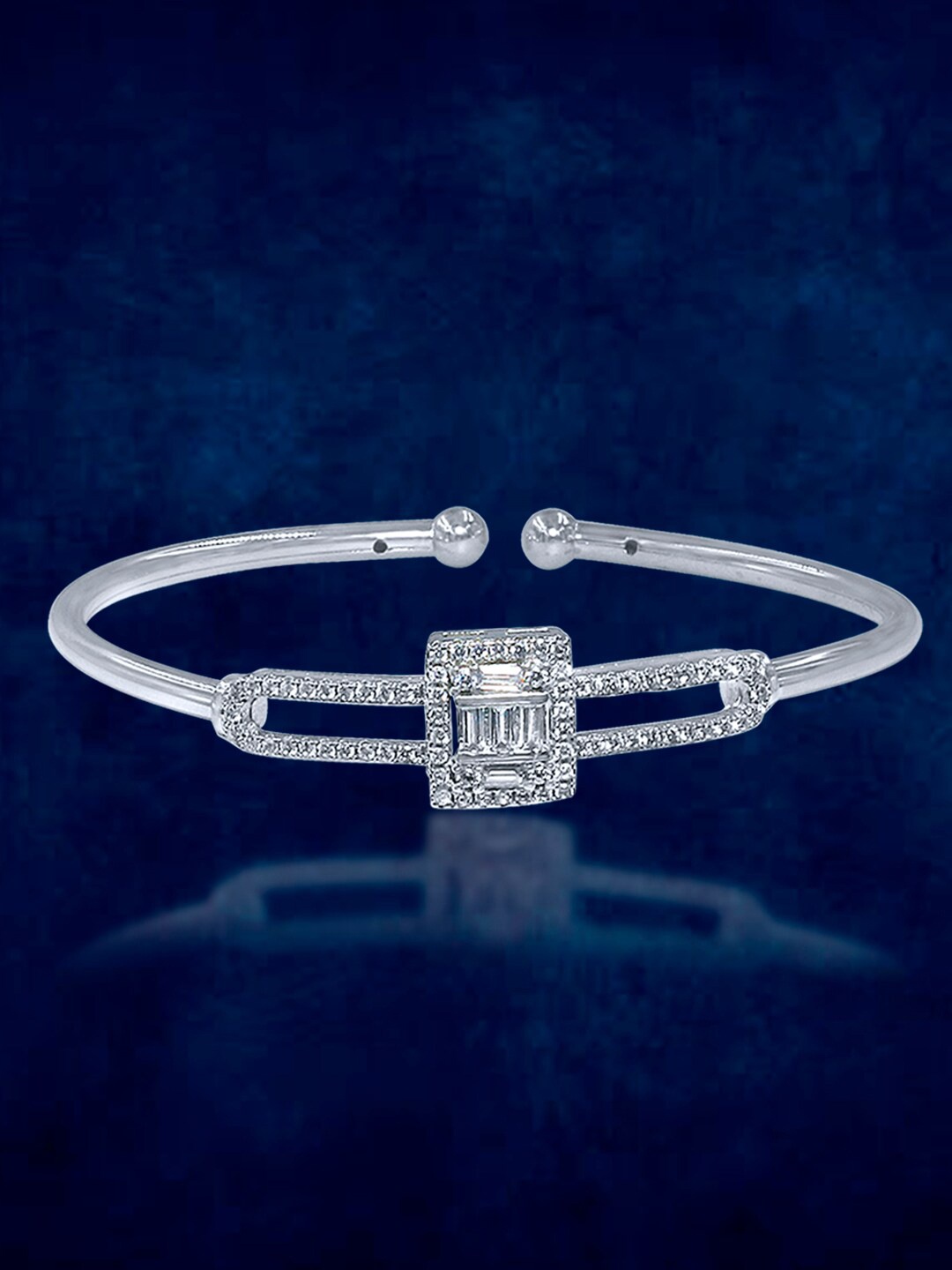 

Taraash Silver-Plated 925 Sterling Silver Cubic Zirconia Studded Bangle