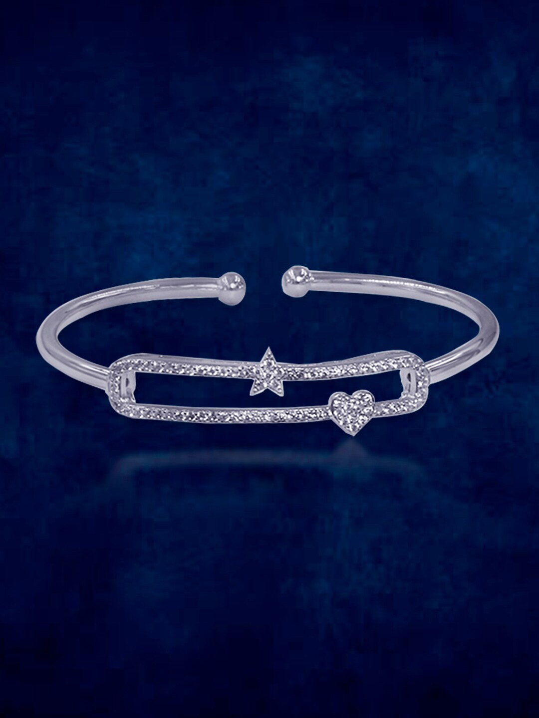 

Taraash Silver-Plated 925 Sterling Silver Cubic Zirconia Studded Bangle