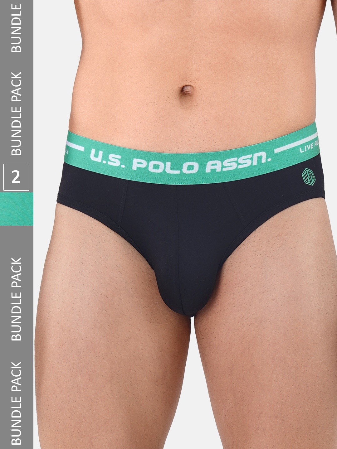 

U.S. Polo Assn. Men Pack Of 2 Brand Logo Printed Basic Briefs, Navy blue