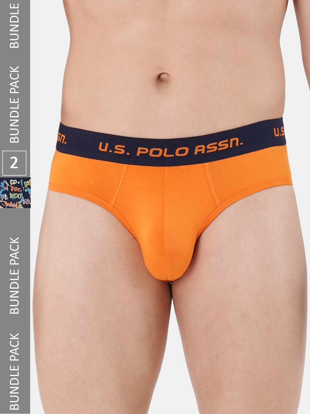 

U.S. Polo Assn. Men Pack Of 2 Stretchable Basic Briefs, Navy blue