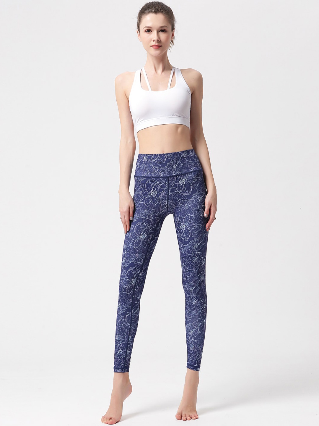 

JC Collection Women Floral Printed Ankle-Length Gym Tights, Purple