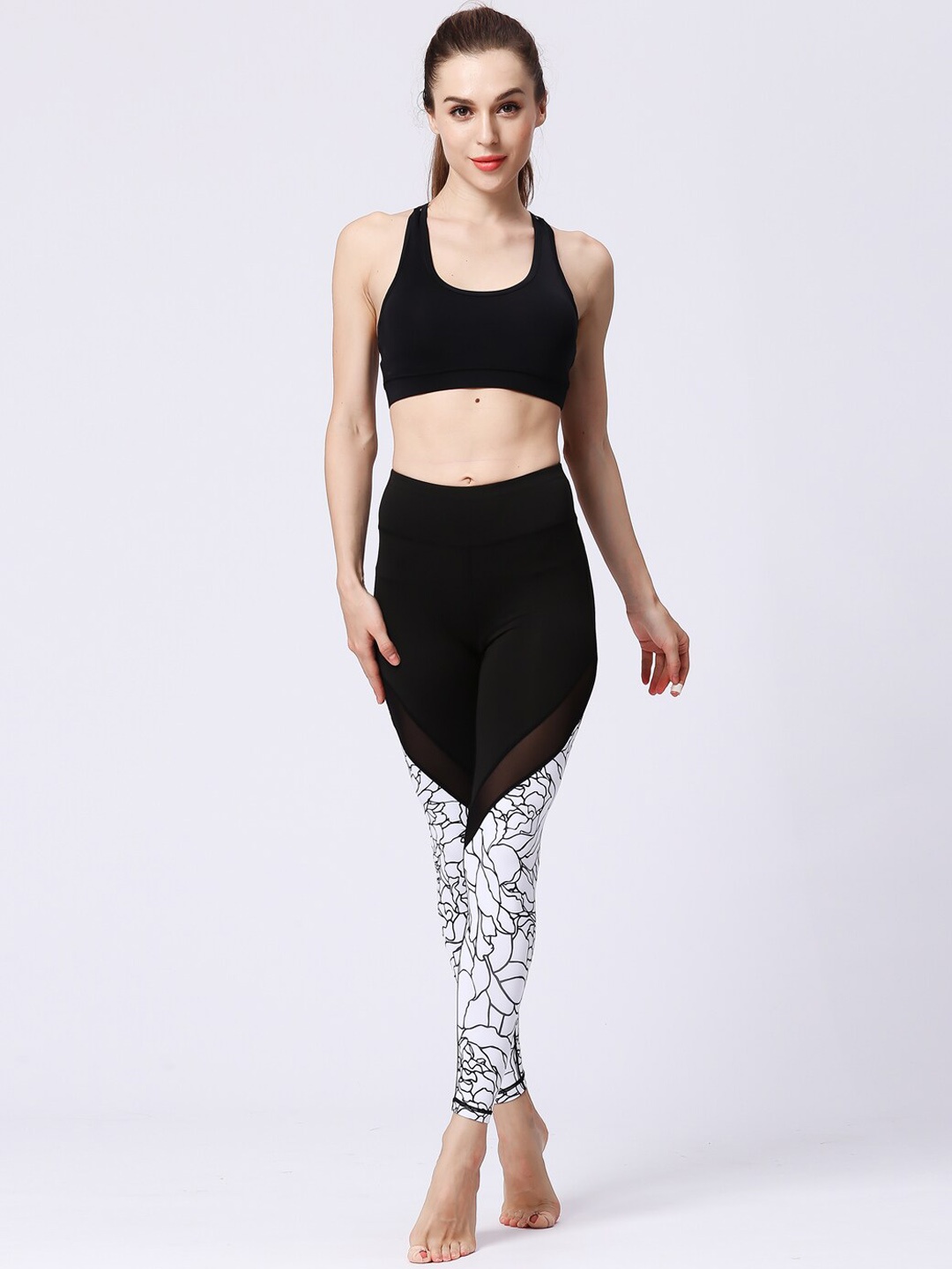 

JC Collection Women Printed Rapid-Dry Ankle-Length Gym Tights, Black