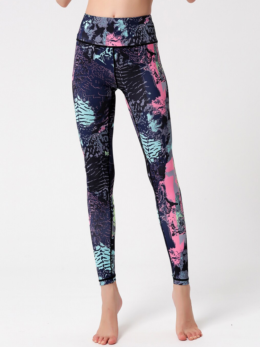 

JC Collection Women Mid-Rise Printed Tights, Blue
