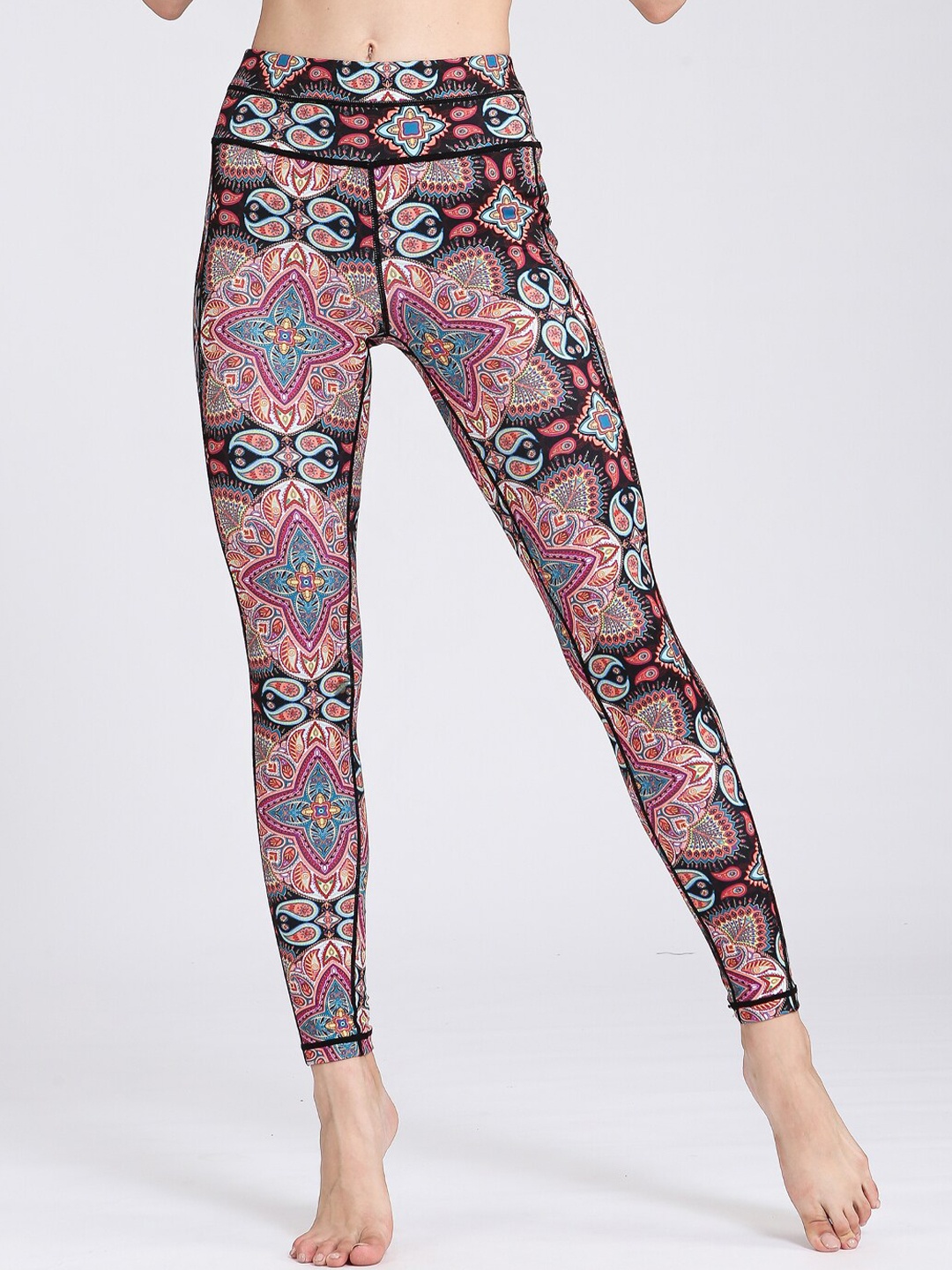

JC Collection Women Ethnic Motif Printed Ankle-Length Gym Tights, Pink