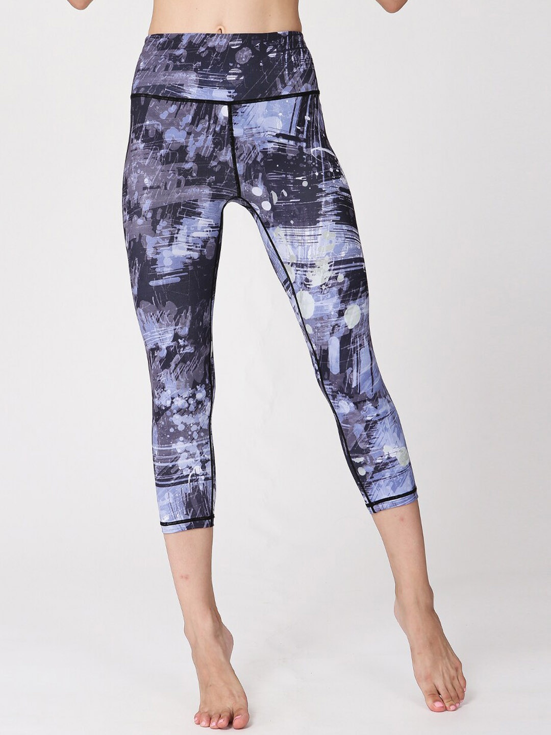 

JC Collection Women Printed Rapid-Dry Three Fourth Length Training Tights, Purple