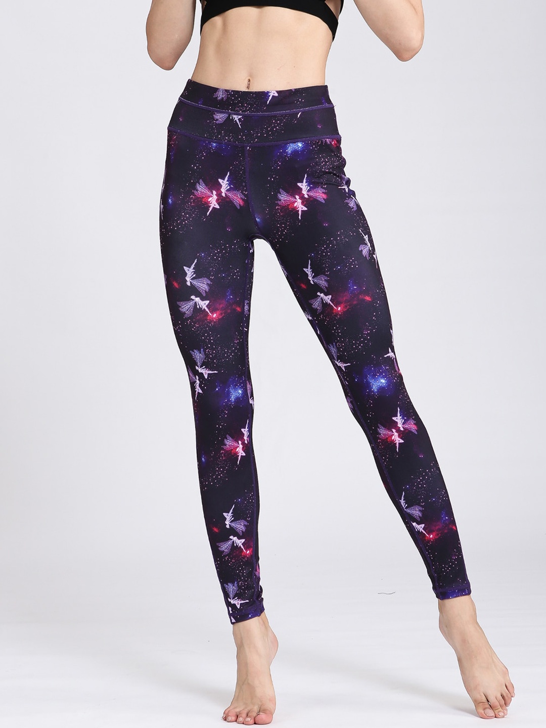 

JC Collection Women Printed Rapid-Dry Tights, Purple