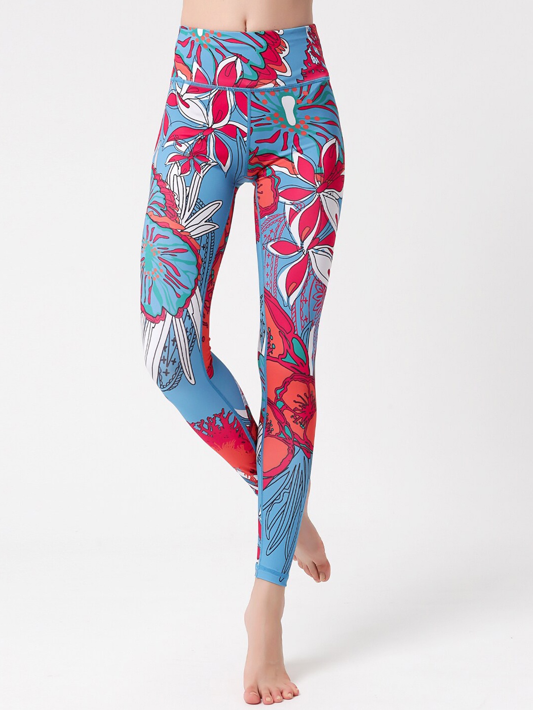 

JC Collection Women Floral Printed Training Tights, Blue