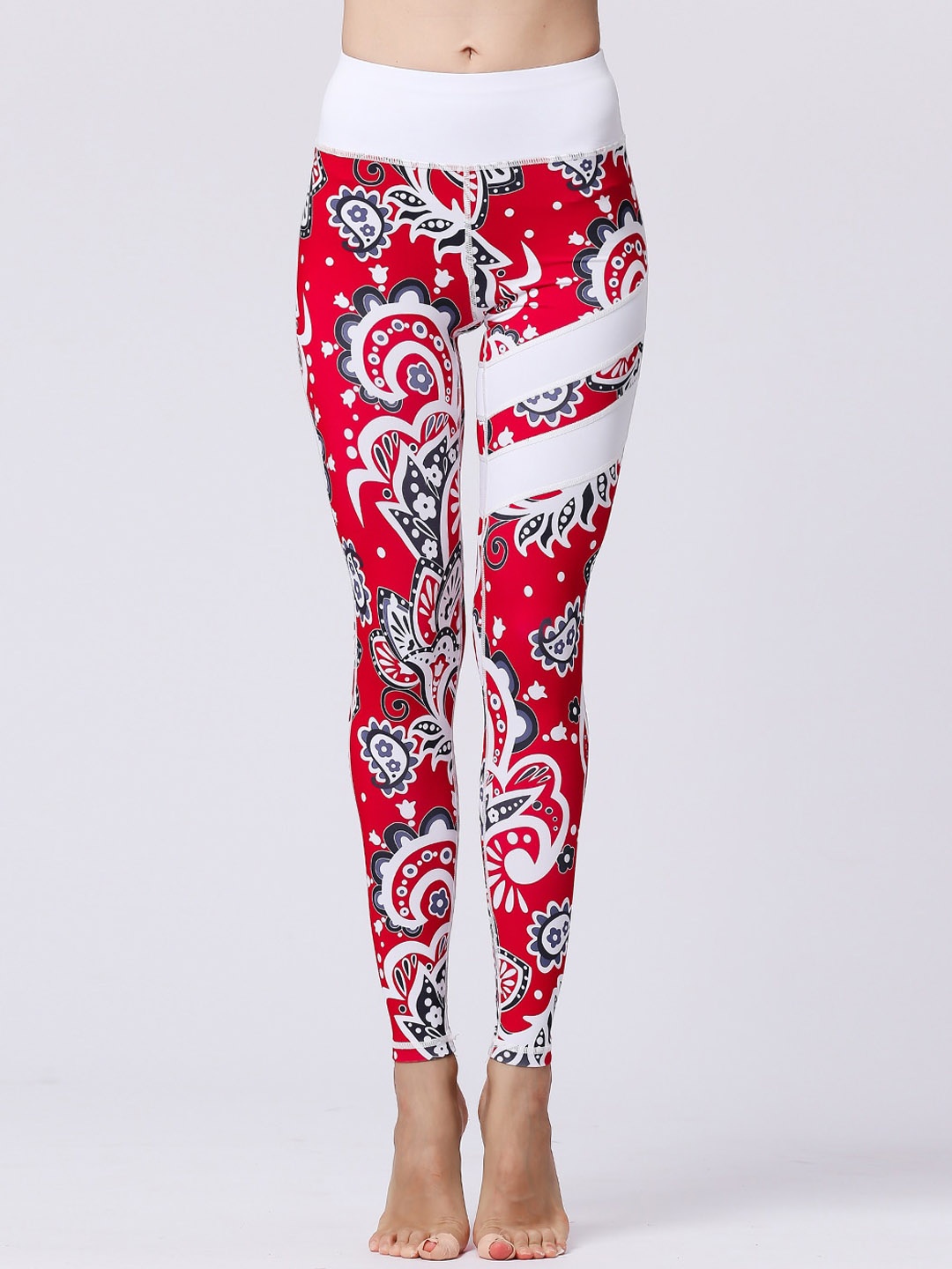 

JC Collection Women Printed Tights, Red