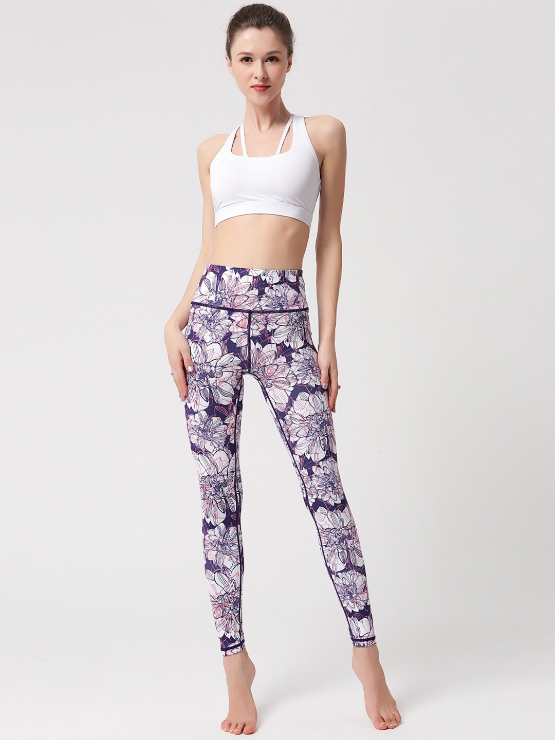 

JC Collection Women Printed Ankle Length Training Tights, Purple