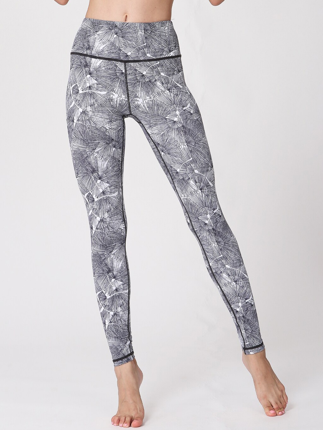 

JC Collection Women Abstract Printed Rapid Dry Training Or Gym Tights, Black