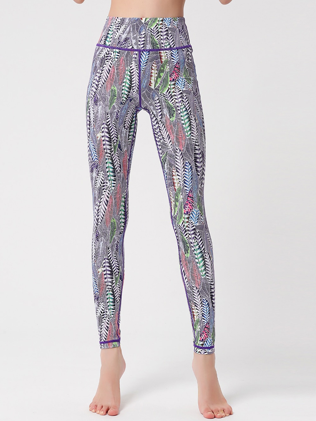 

JC Collection Printed Ankle Length Training Tights, Purple